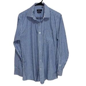 Simon Banks Men’s Button Up Shirt Blue and White 15.5 Neck